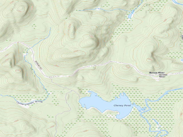 USGS topographic map of Cheney Pond Overlook (Vanderwhacker Mountain Wild Forest)