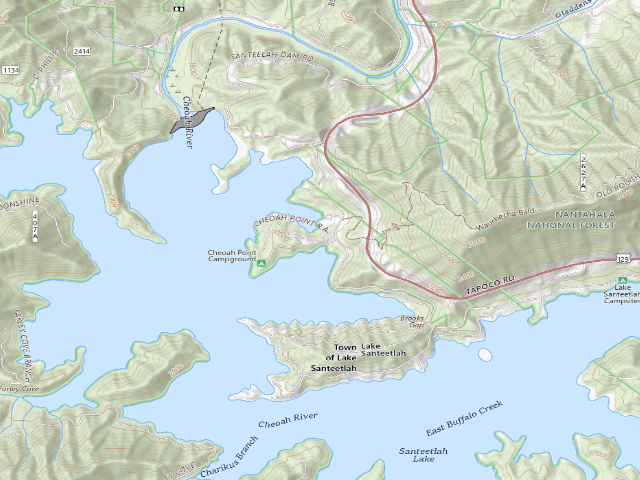USGS topographic map of Cheoah Point Campground