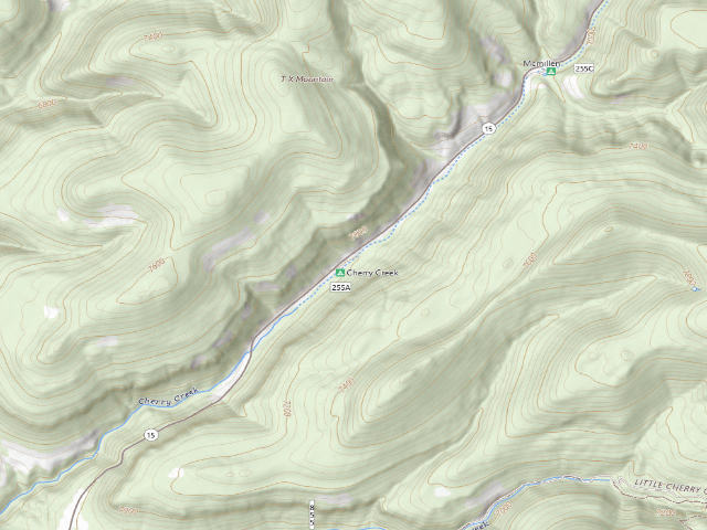 USGS topographic map of Cherry Creek Campground