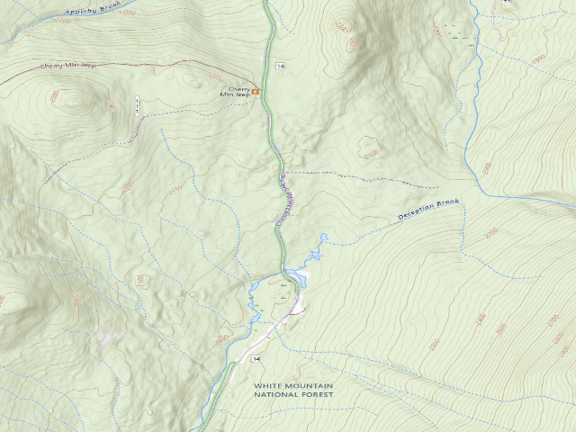 USGS topographic map of Cherry Mountain Road Camping