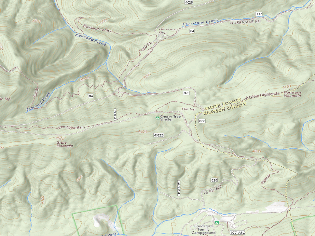 USGS topographic map of Cherry Tree Iron Mountain Shelter