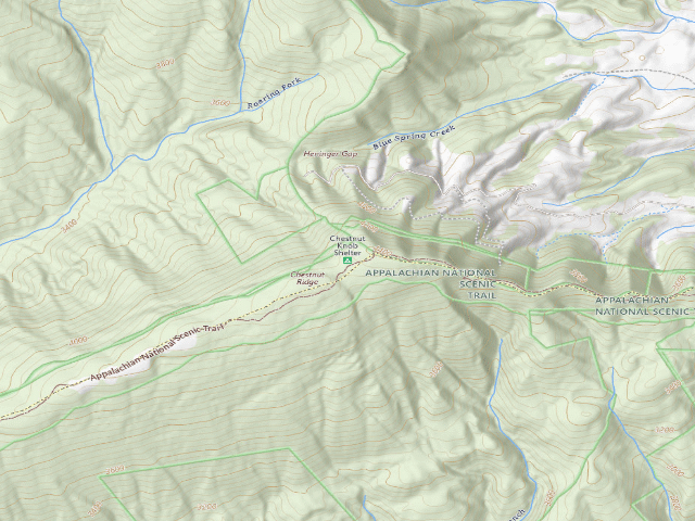 USGS topographic map of Chestnut Knob A.T. Shelter