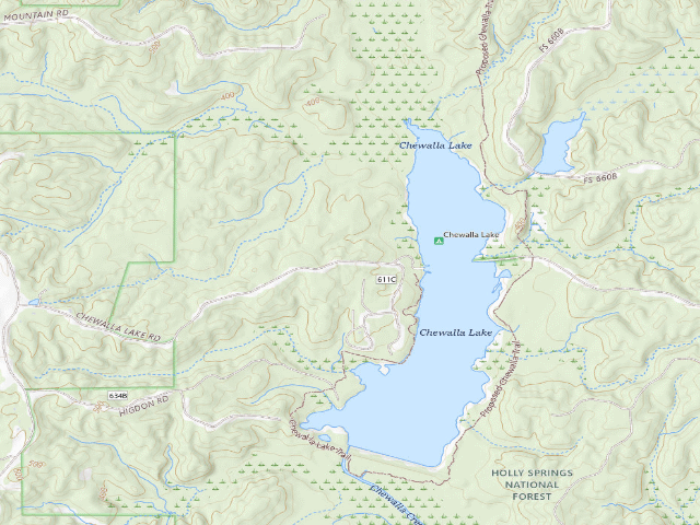 USGS topographic map of Chewalla Lake