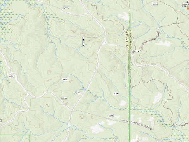 USGS topographic map of Chickasawhay WMA camp site 3