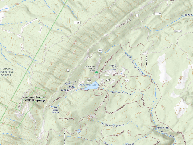 USGS topographic map of Chilhowee Recreation Area