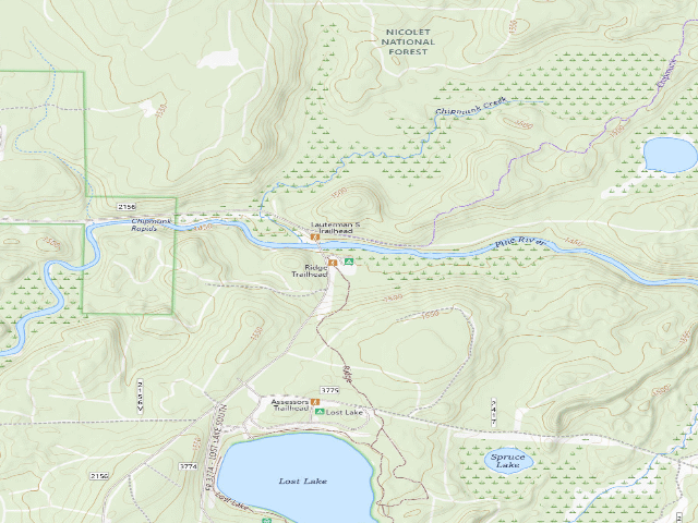 USGS topographic map of Chipmunk Rapids