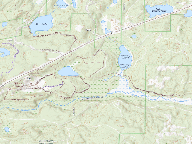 USGS topographic map of Chippewa National Forest Dispersed Site