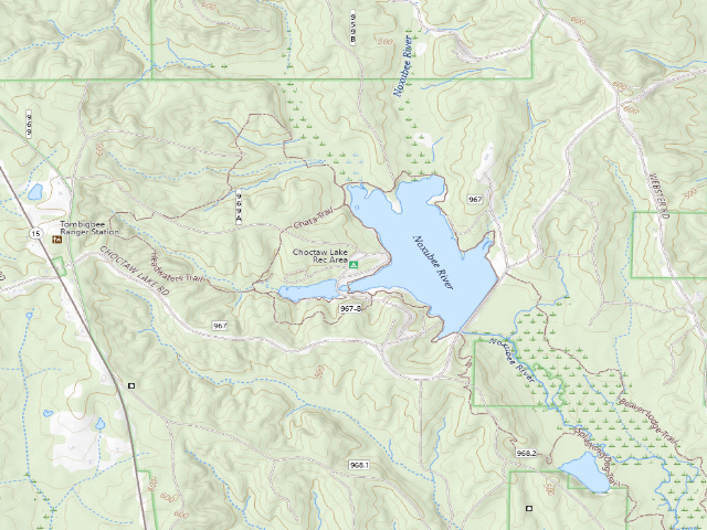 USGS topographic map of Choctaw Lake Rec Area