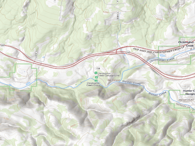 USGS topographic map of Christopher Creek Campground