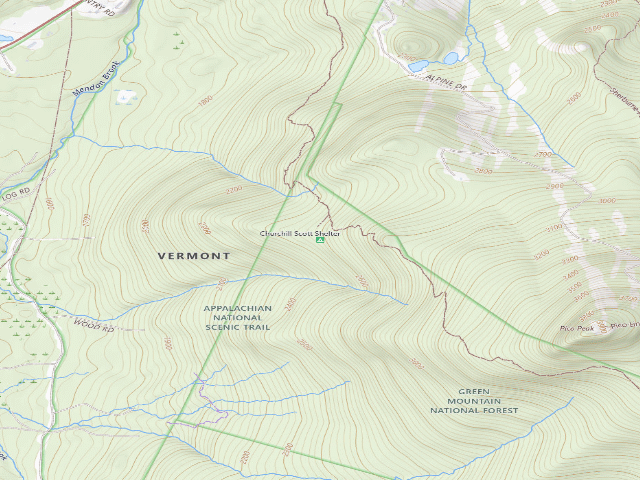 USGS topographic map of Churchill Scott Shelter