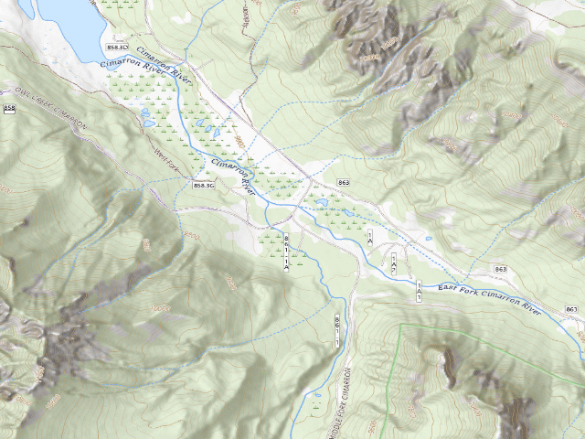 USGS topographic map of Cimarron Forks