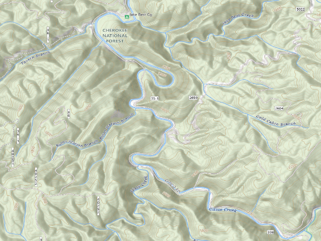 USGS topographic map of Citico Creek Dispersed Campsites