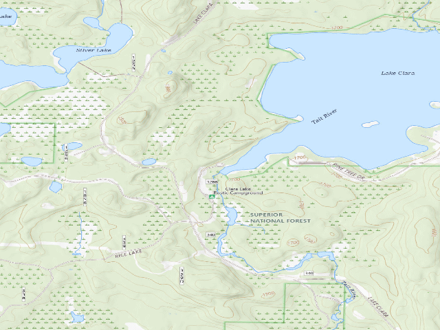 USGS topographic map of Clara Lake Campground