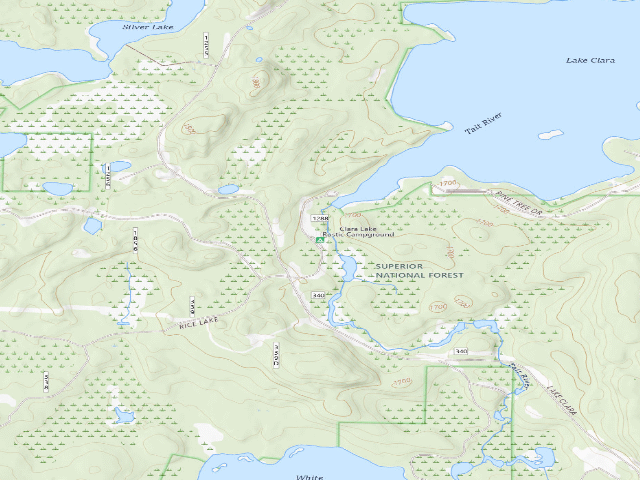 USGS topographic map of Clara Lake Rustic Campground
