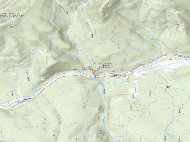 USGS topographic map of Clark Creek Organizational Camp