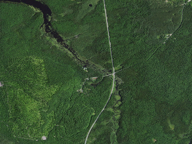 Aerial image of Clarks Landing Campsite (Debar Mountain Wild Forest)