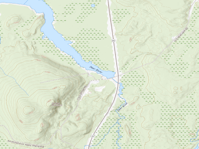 USGS topographic map of Clarks Landing Campsite (Debar Mountain Wild Forest)