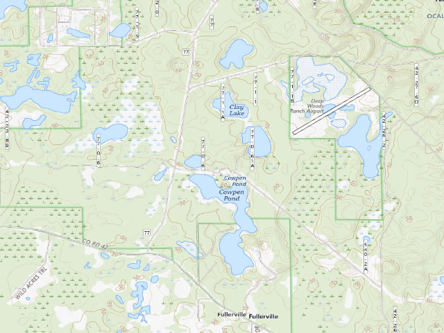 USGS topographic map of Clay Lake Hunt Camp