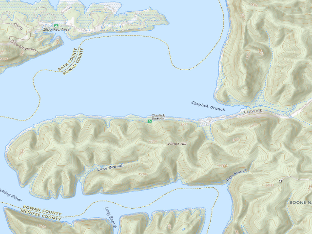 USGS topographic map of Claylick Boat-In Campground
