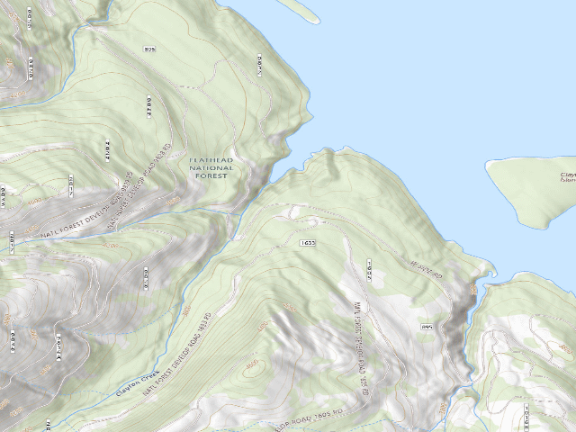 USGS topographic map of Clayton Creek Gate