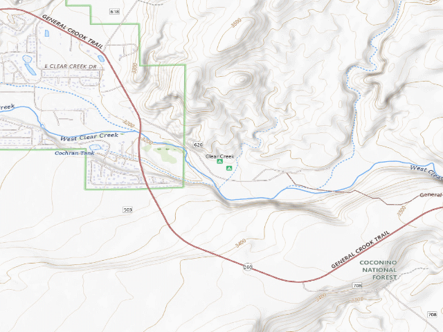 USGS topographic map of Clear Creek National Forest Campground