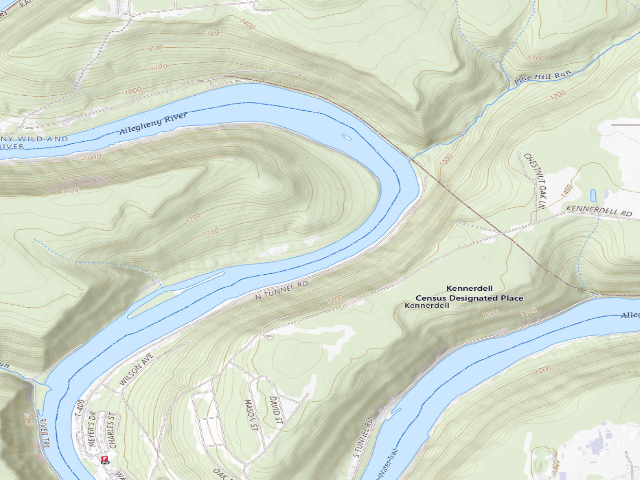 USGS topographic map of Clear Creek State Forest water-trail campsite Danner Primitive Camping Area