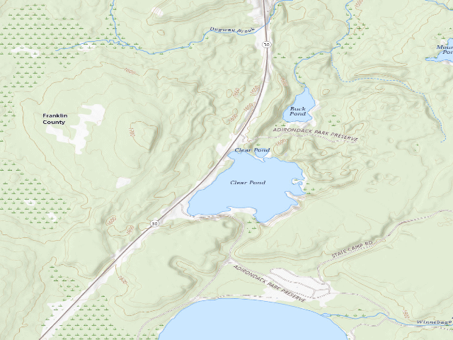 USGS topographic map of Clear Pond Campsite (Debar Mountain Wild Forest)