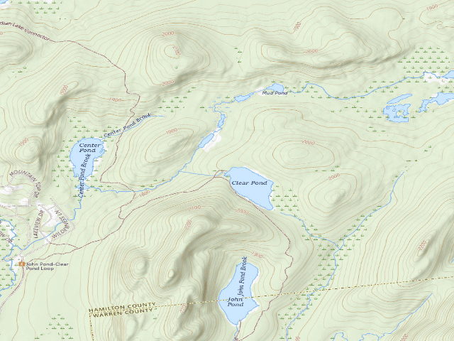 USGS topographic map of Clear Pond Campsite (Siamese Ponds Wilderness)