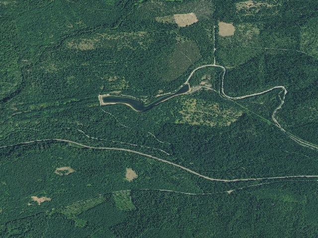 Aerial image of Clearwater #1 Forebay Forest Camp