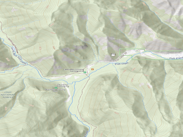 USGS topographic map of Clearwater Crossing Campground