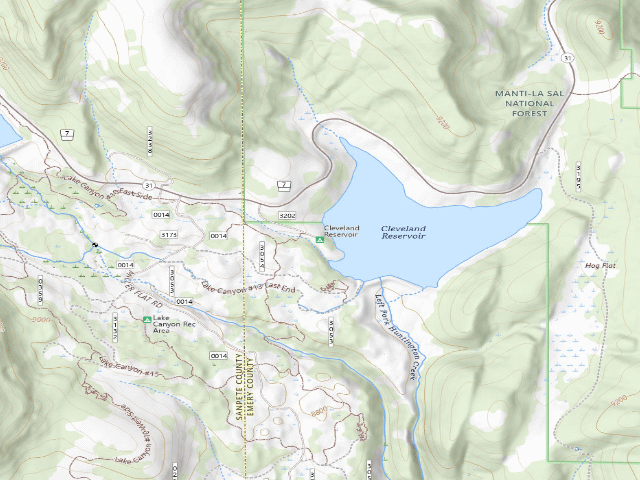 USGS topographic map of Cleveland Reservoir