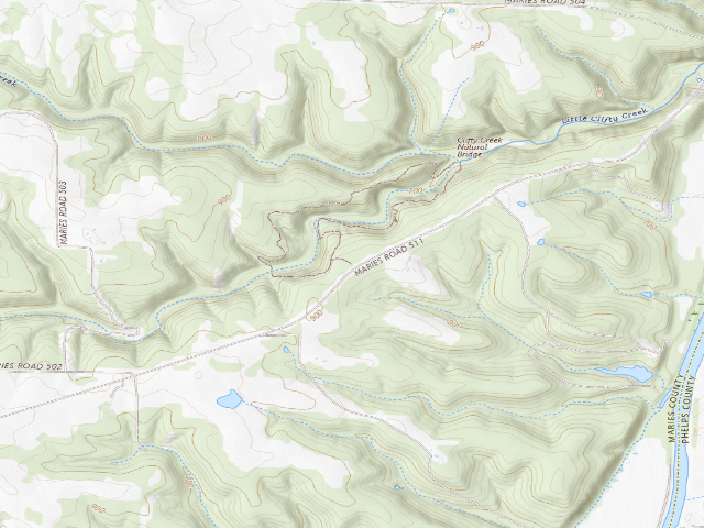 USGS topographic map of Clifty Creek Conservation Area