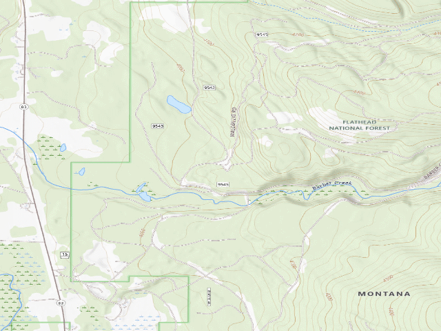 USGS topographic map of Closed Road 9545