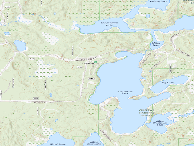 USGS topographic map of Clubhouse Campground