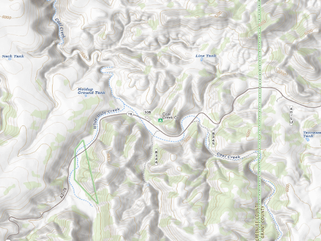 USGS topographic map of Coal Creek Campground