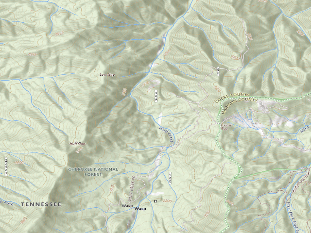 USGS topographic map of Cocke County