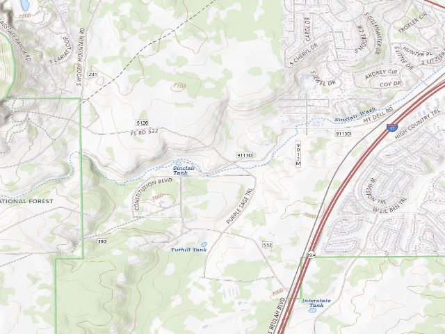 USGS topographic map of Coconino National Forest