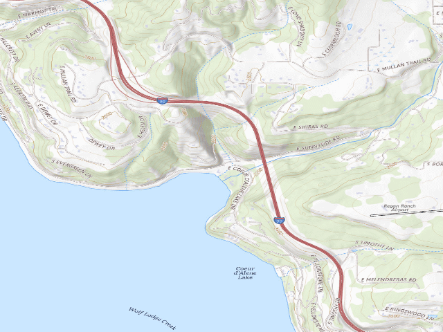 USGS topographic map of Coeur D'Alene Lake