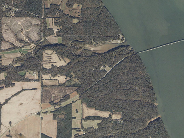 Aerial image of Colbert Ferry bicycle-only campground (Natchez Trace Parkway milepost 327.3)