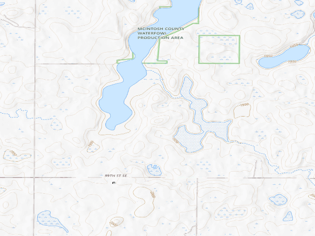 USGS topographic map of Coldwater Lake WMA (McIntosh County)