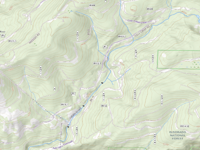 USGS topographic map of Cole Creek Camping Area