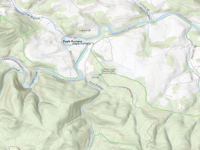 USGS topographic map of Collins Cove (Raven Cliff) Horse Camp