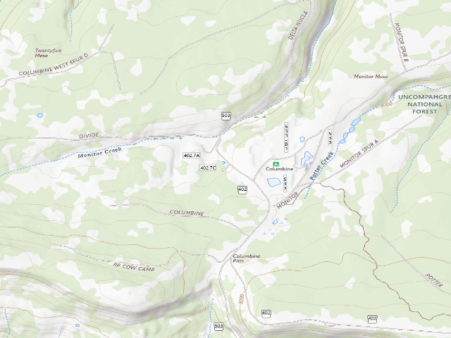 USGS topographic map of Columbine Campground