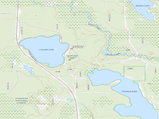 USGS topographic map of Colwell Lake Recreation Area