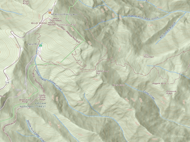 USGS topographic map of Commissary Hill Backcountry Campsite
