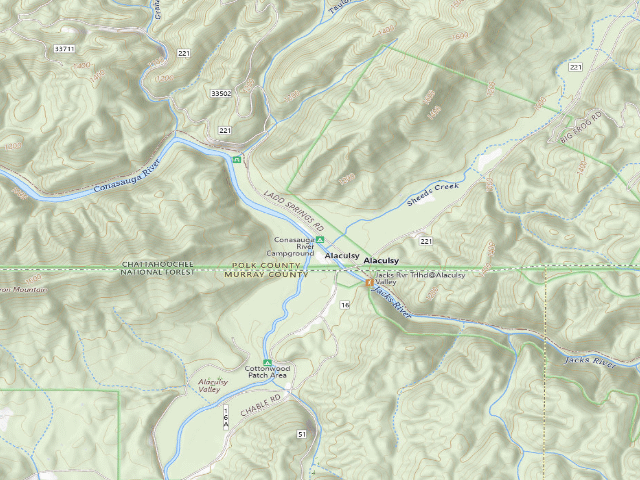 USGS topographic map of Conasauga River Campground