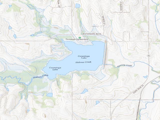 USGS topographic map of Conestoga Lake SRA