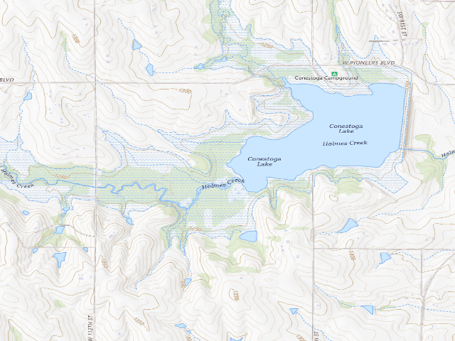 USGS topographic map of Conestoga Lake WMA