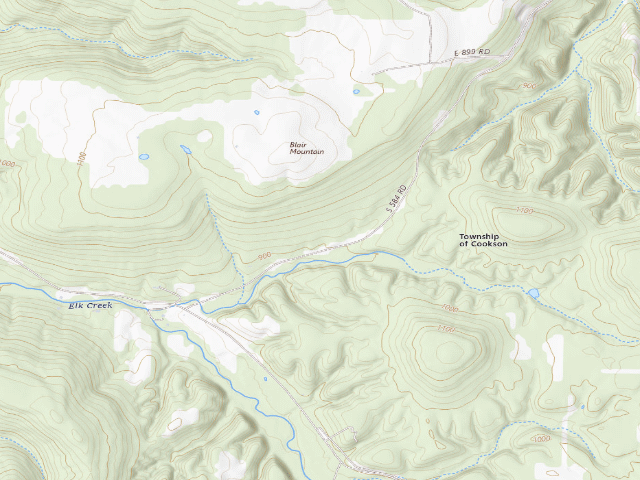 USGS topographic map of Cookson Hunter Campground (Cookson WMA)