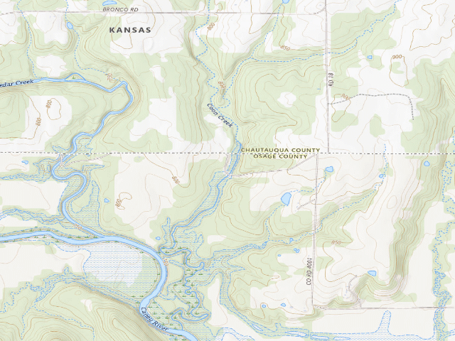 USGS topographic map of Coon creek (Hulah WMA)